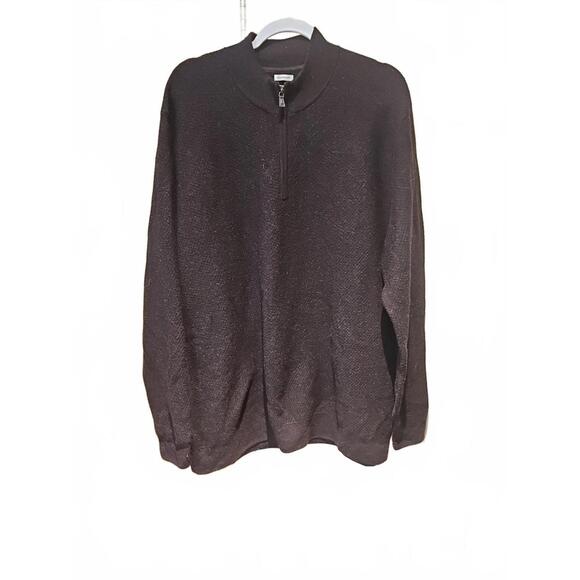 Joseph Abboud  Half Zip Merino Wool  Dark Plum Purple Mock Neck Sweater  XXL - Picture 1 of 5